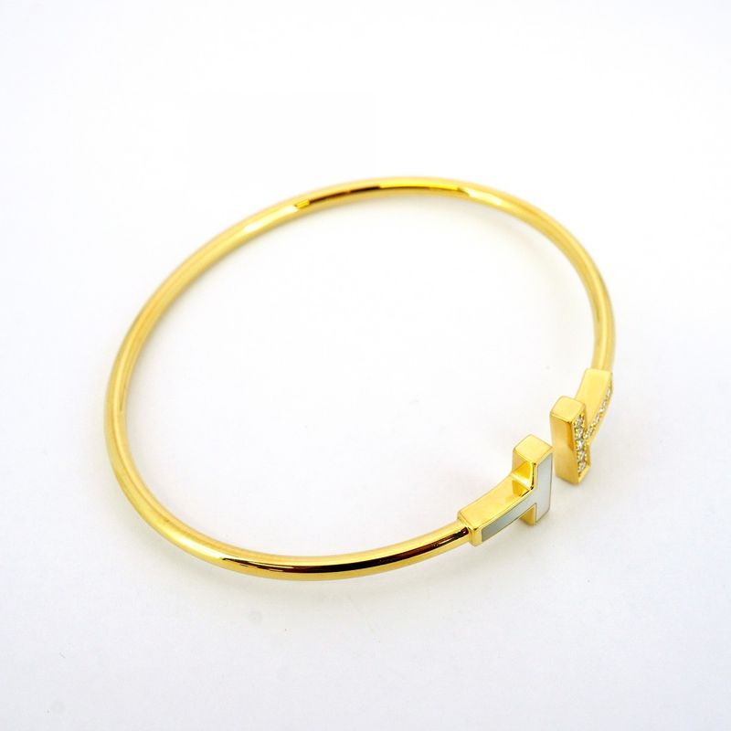 Tiffany & Co Bangle T-wire 9PD 18K Yellow Gold Yellow Gold Diamond Mother-of-pea