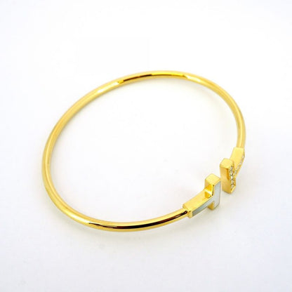 Tiffany & Co Bangle T-wire 9PD 18K Yellow Gold Yellow Gold Diamond Mother-of-pea