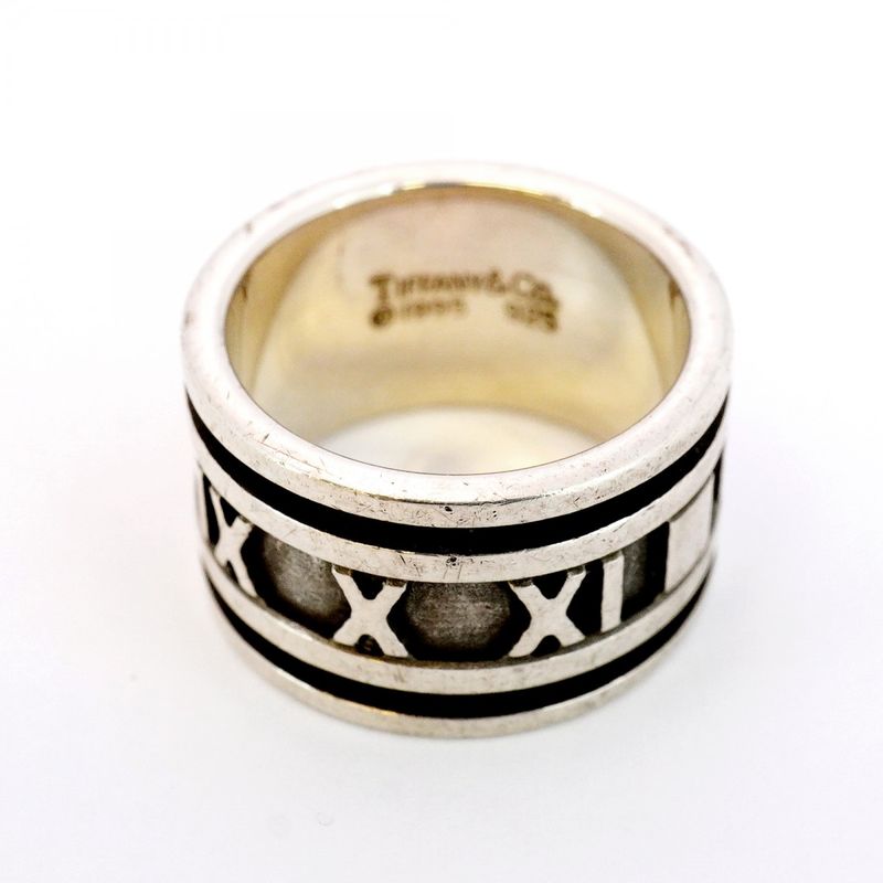 Tiffany & Co Ring Atlas Wide Silver 925 Size 12 Ladies