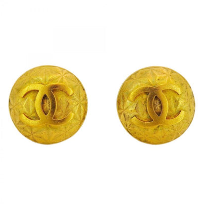 Chanel Earrings Vintage Coco Mark Round Shape Circle GP Plated Gold Ladies