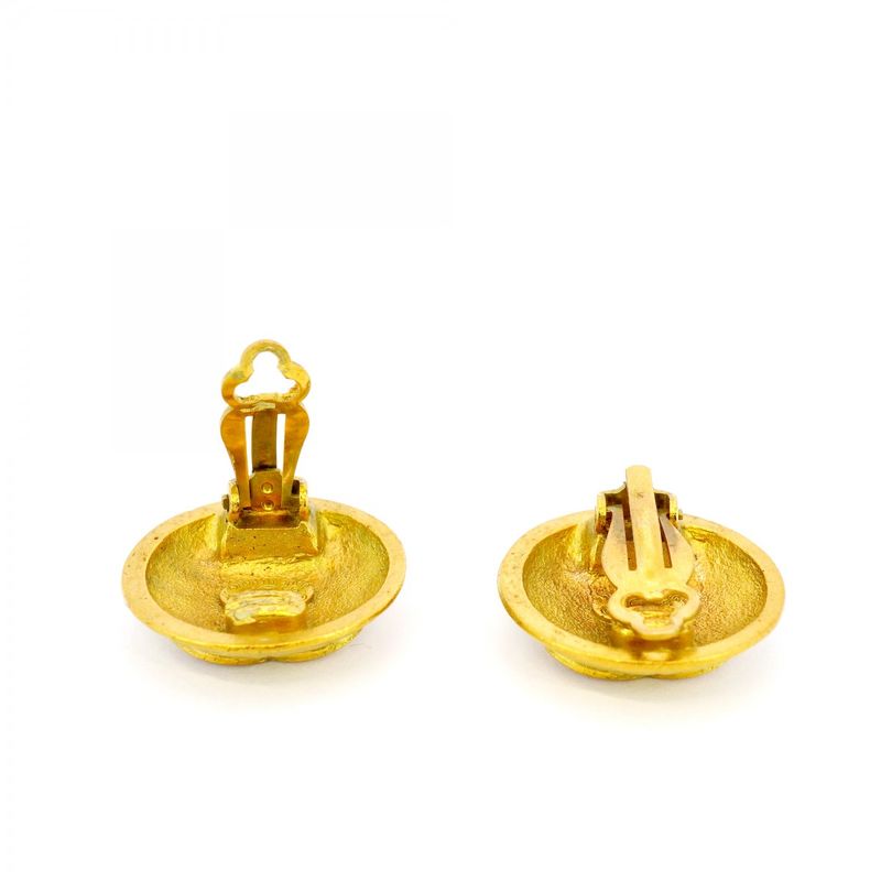 Chanel Earrings Vintage Coco Mark Round Shape Circle GP Plated Gold Ladies