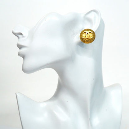 Chanel Earrings Vintage Coco Mark Round Shape Circle GP Plated Gold Ladies