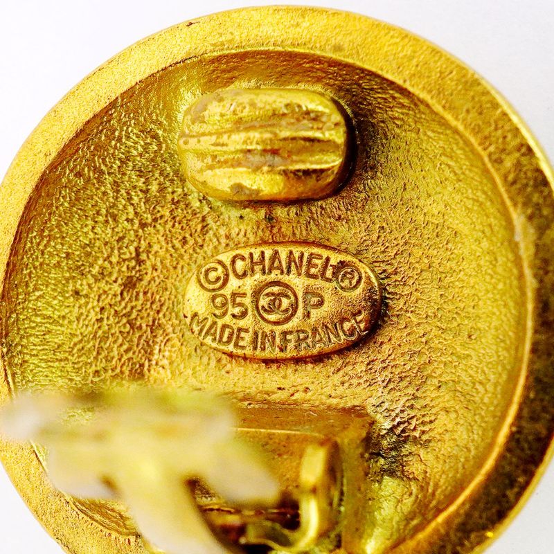Chanel Earrings Vintage Coco Mark Round Shape Circle GP Plated Gold Ladies