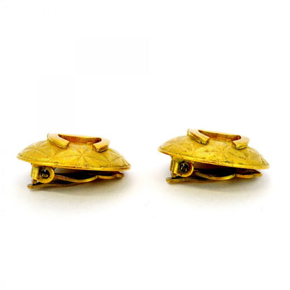 Chanel Earrings Vintage Coco Mark Round Shape Circle GP Plated Gold Ladies