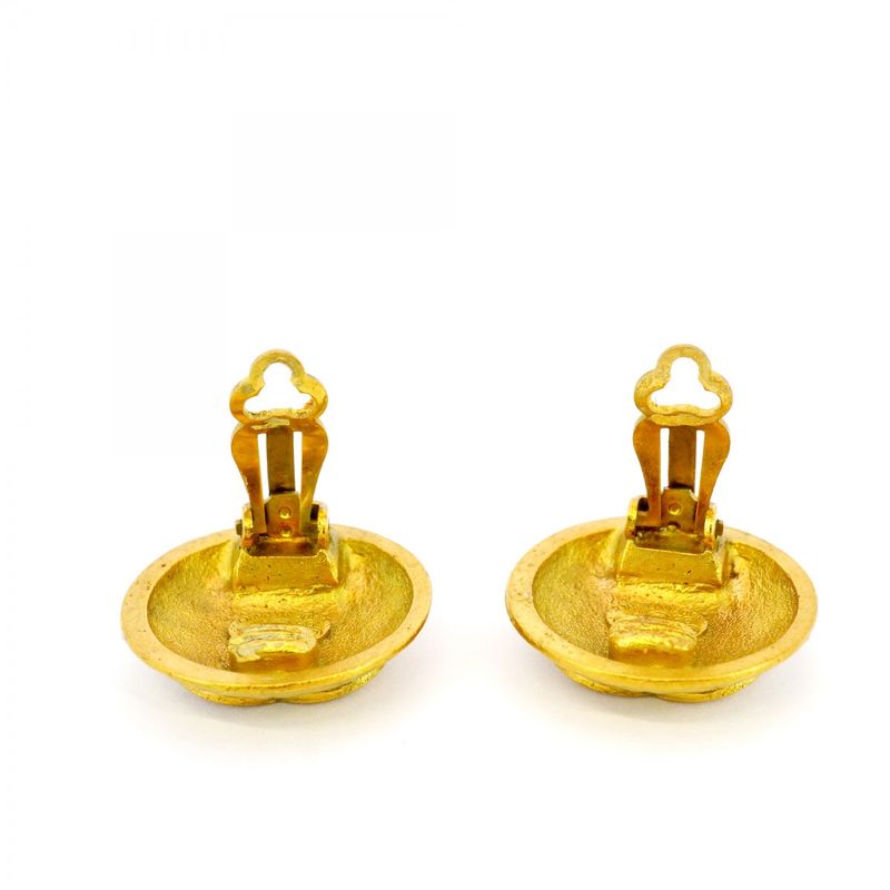 Chanel Earrings Vintage Coco Mark Round Shape Circle GP Plated Gold Ladies