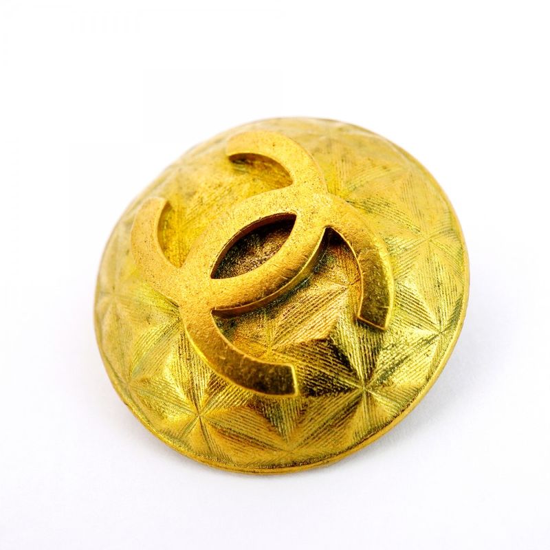 Chanel Earrings Vintage Coco Mark Round Shape Circle GP Plated Gold Ladies