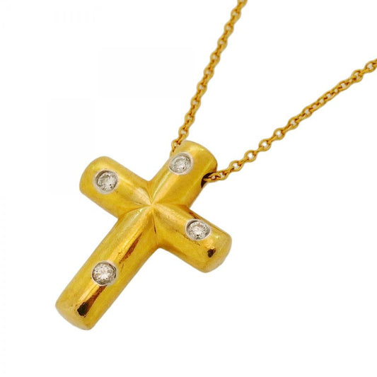 Tiffany & Co Necklace Dots Cross 4PD 18K Yellow Gold Yellow Gold Diamond Ladies