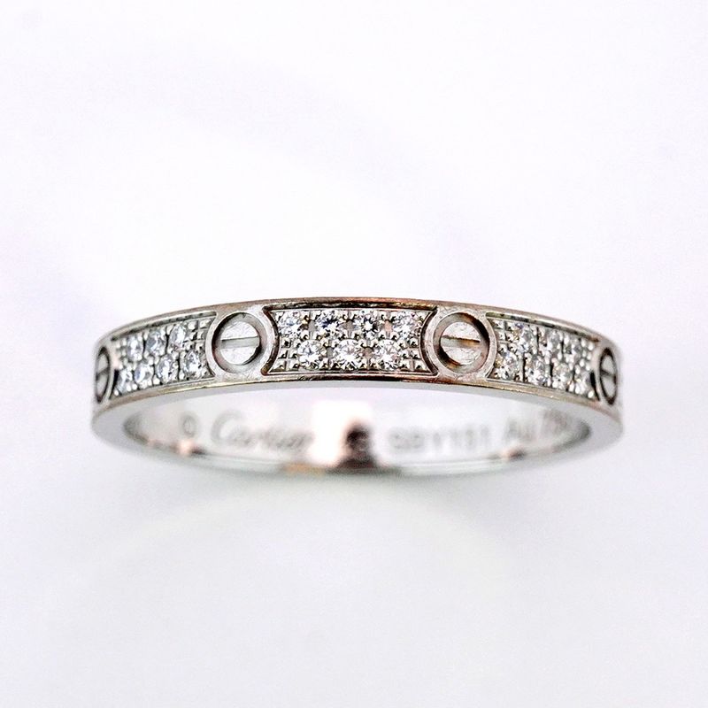 Cartier Ring Mini Love 18K White Gold White Togo Old Diamond #48 Ladies