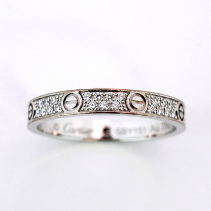 Cartier Ring Mini Love 18K White Gold White Togo Old Diamond #48 Ladies