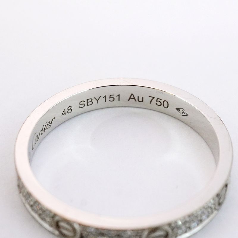 Cartier Ring Mini Love 18K White Gold White Togo Old Diamond #48 Ladies