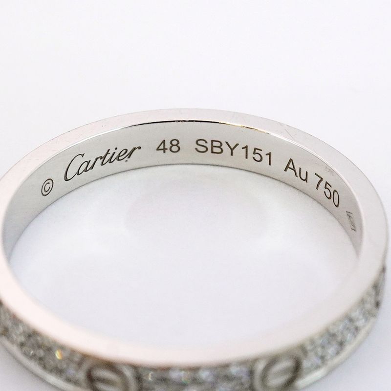 Cartier Ring Mini Love 18K White Gold White Togo Old Diamond #48 Ladies