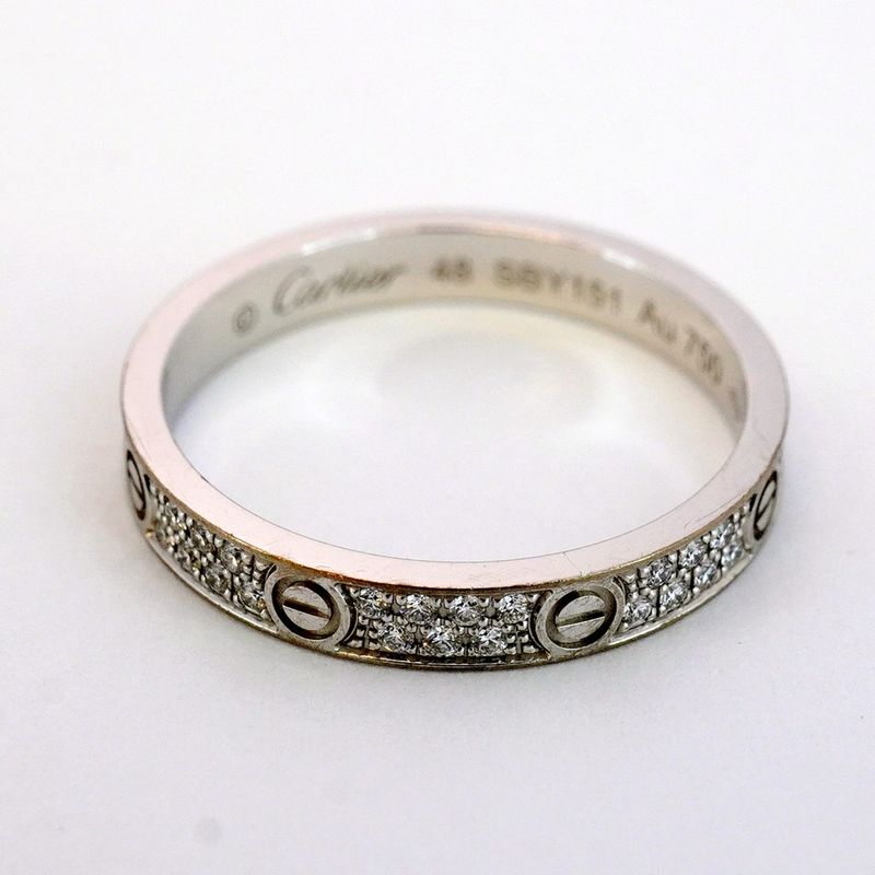 Cartier Ring Mini Love 18K White Gold White Togo Old Diamond #48 Ladies