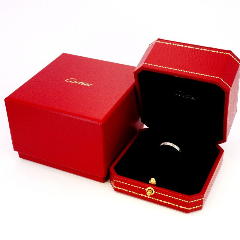 Cartier Ring Mini Love 18K White Gold White Togo Old Diamond #48 Ladies