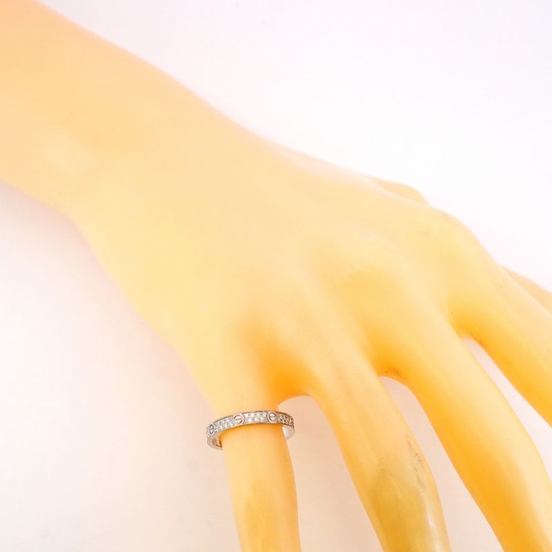 Cartier Ring Mini Love 18K White Gold White Togo Old Diamond #48 Ladies