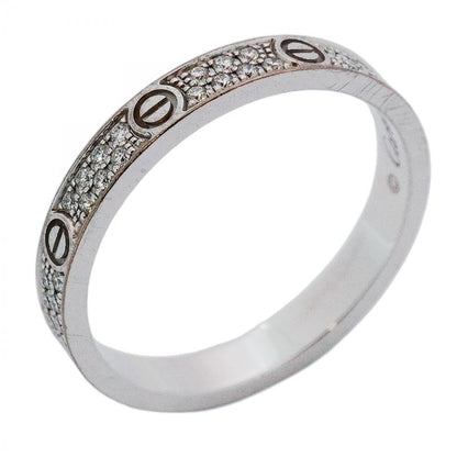 Cartier Ring Mini Love 18K White Gold White Togo Old Diamond #48 Ladies