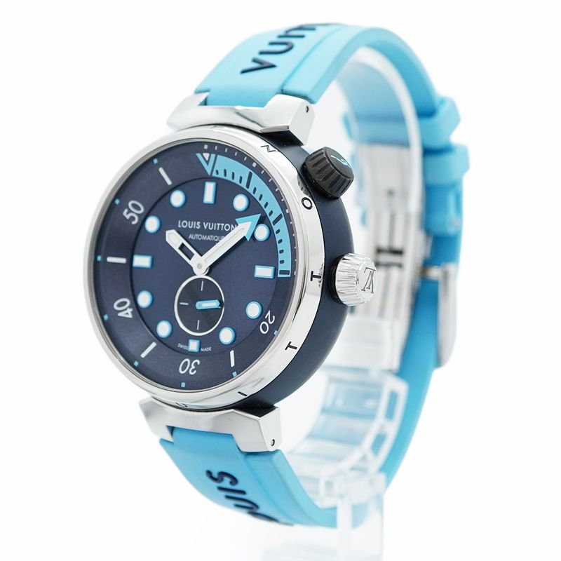 Louis Vuitton Tambour Qa121z Navy Dial Watch For Men