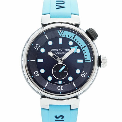 Louis Vuitton Tambour Qa121z Navy Dial Watch For Men