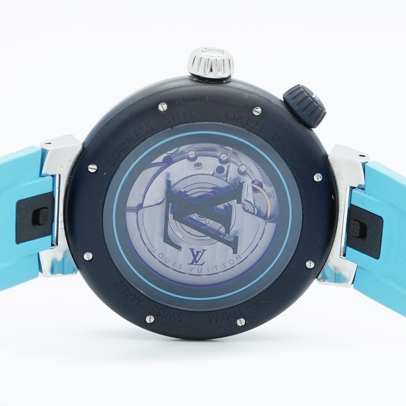 Louis Vuitton Tambour Qa121z Navy Dial Watch For Men