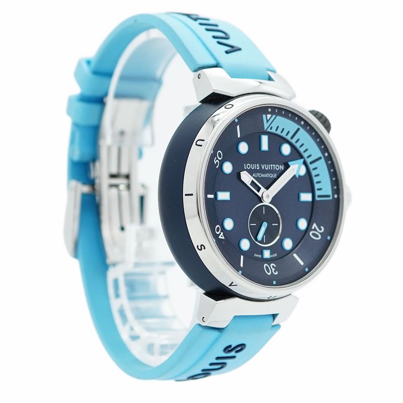 Louis Vuitton Tambour Qa121z Navy Dial Watch For Men