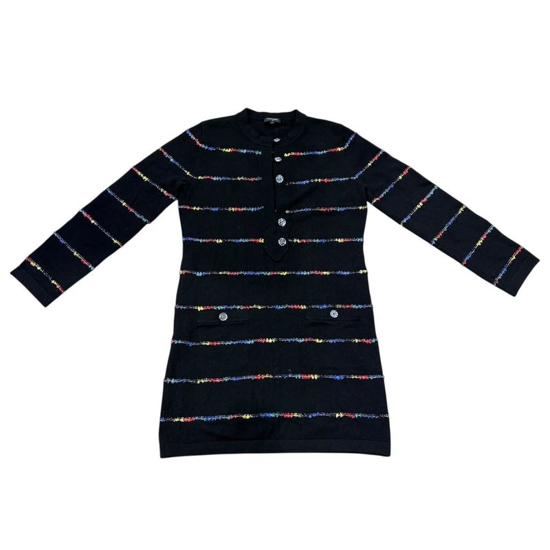 3417 Chanel Dress Coco Mark 23a P75372k10818 36 Size Black Apparel Cashmere