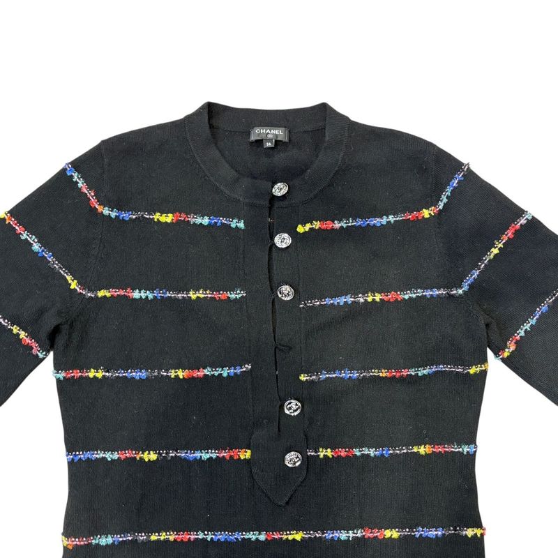 3417 Chanel Dress Coco Mark 23a P75372k10818 36 Size Black Apparel Cashmere