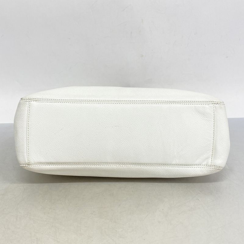 Chanel Handbag Caviar Skin White Gold Hardware Women