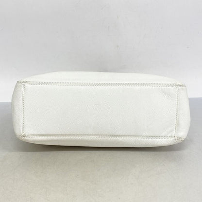 Chanel Handbag Caviar Skin White Gold Hardware Women