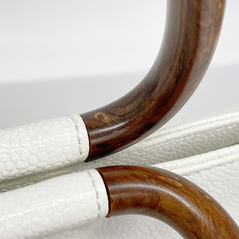 Chanel Handbag Caviar Skin White Gold Hardware Women