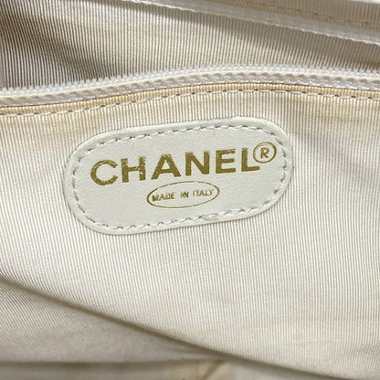 Chanel Handbag Caviar Skin White Gold Hardware Women