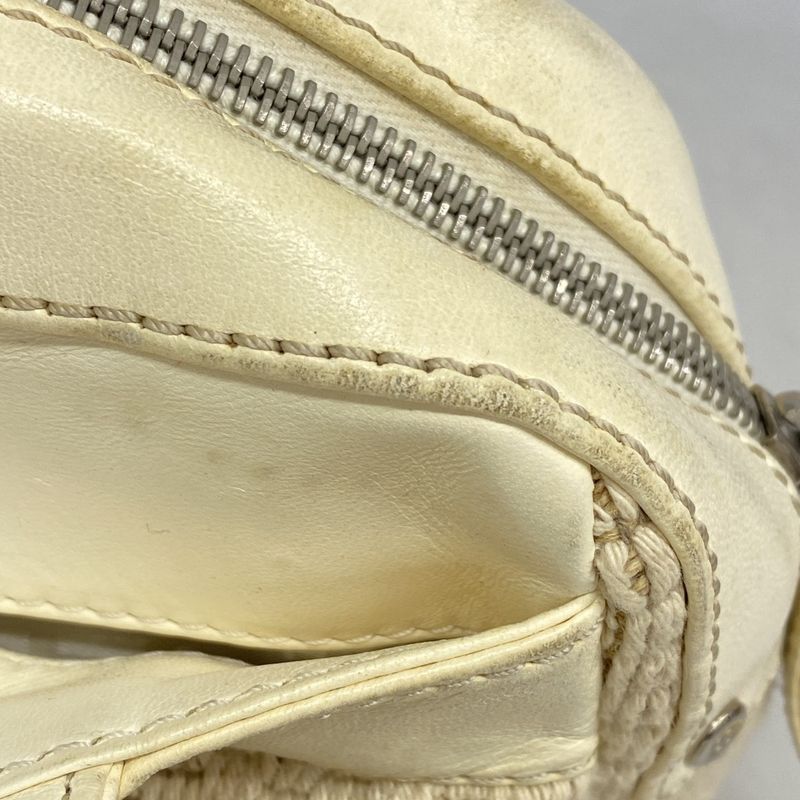 Chanel Handbag Lambskin Canvas White Silver Hardware Women