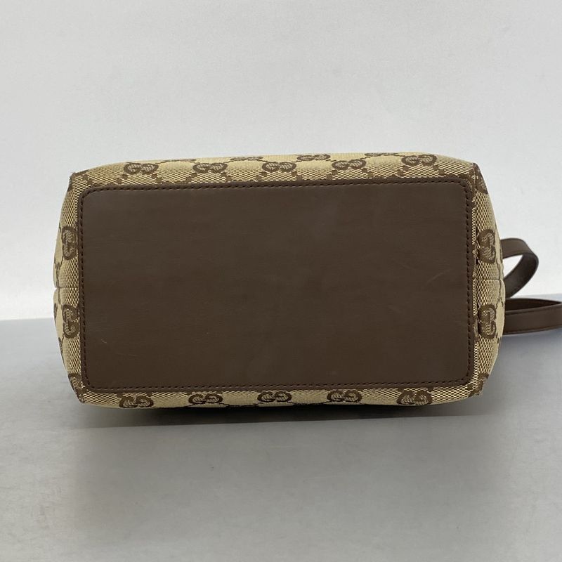 Gucci Tote Bag GG Canvas 31244 Canvas Brown Silver Hardware Women's