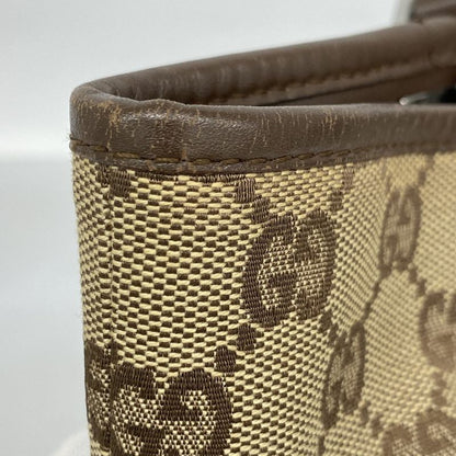 Gucci Tote Bag GG Canvas 31244 Canvas Brown Silver Hardware Women's