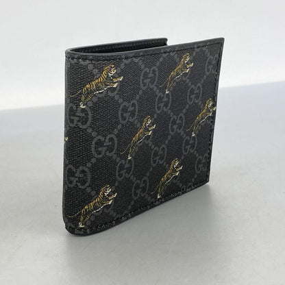Gucci Wallet GG Supreme 575132 PVC Gray Black Silver Hardware Men's