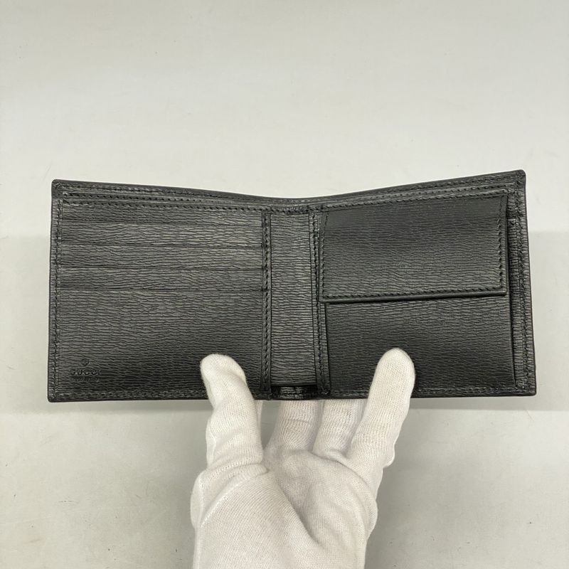 Gucci Wallet 365481 Leather Black Silver Hardware Men's