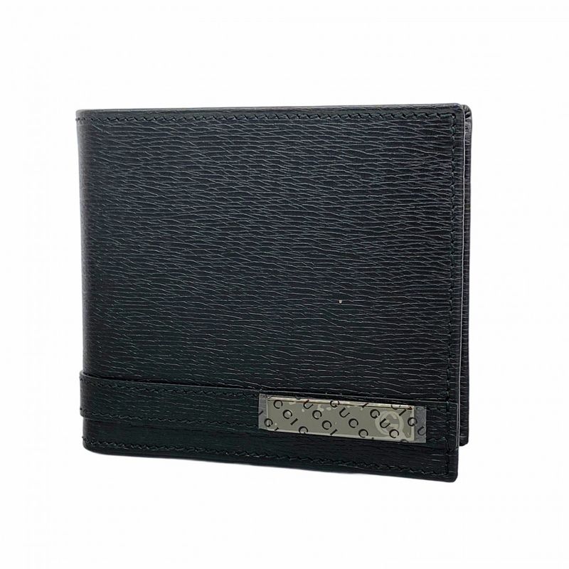Gucci Wallet 365481 Leather Black Silver Hardware Men's