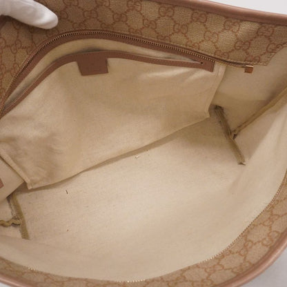 Gucci Tote Bag GG Supreme 211137 PVC Pink Beige Chien Pan Gold Hardware Women's