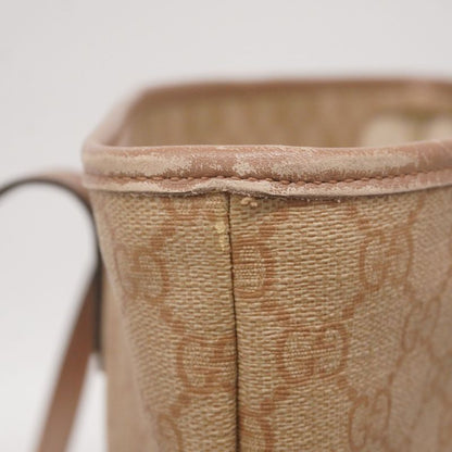 Gucci Tote Bag GG Supreme 211137 PVC Pink Beige Chien Pan Gold Hardware Women's