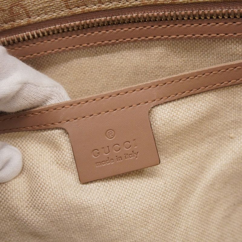 Gucci Tote Bag GG Supreme 211137 PVC Pink Beige Chien Pan Gold Hardware Women's