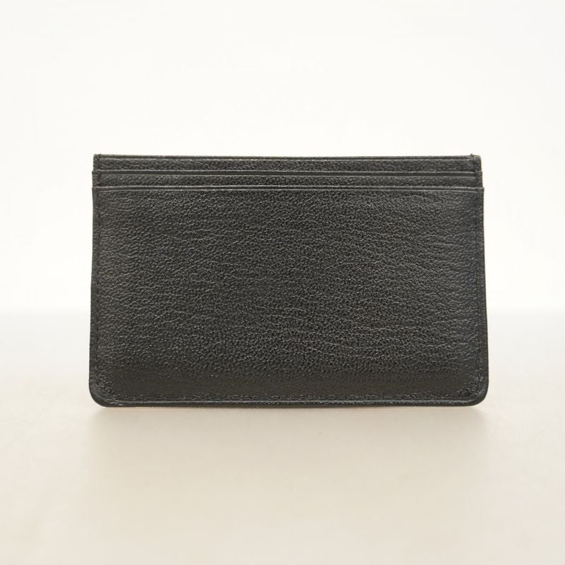 Chanel Card Case Leather Black Gold Hardware Women