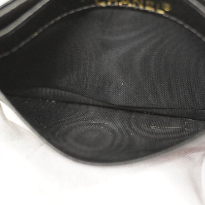 Chanel Card Case Leather Black Gold Hardware Women