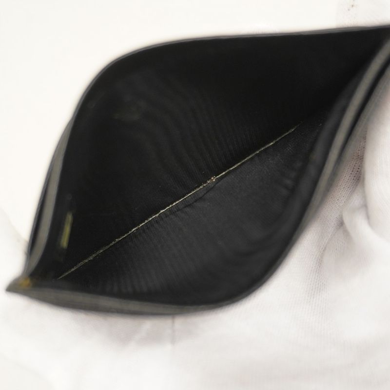 Chanel Card Case Leather Black Gold Hardware Women