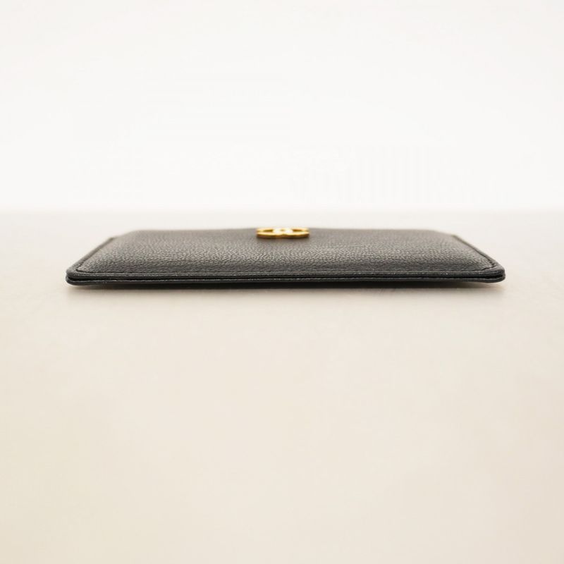 Chanel Card Case Leather Black Gold Hardware Women