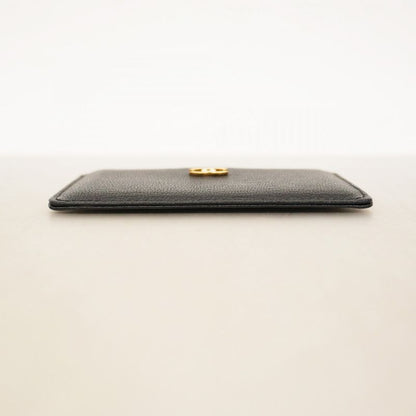 Chanel Card Case Leather Black Gold Hardware Women