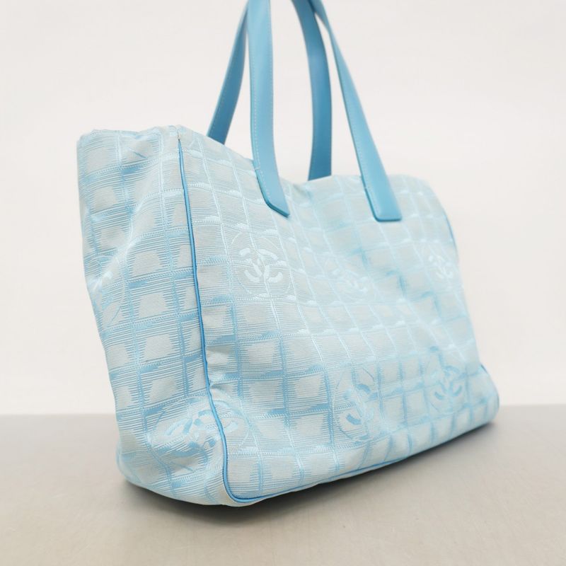 Chanel Tote New Travel Nylon Light Blue Silver Hardware Women's