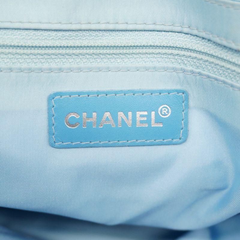 Chanel Tote New Travel Nylon Light Blue Silver Hardware Women's