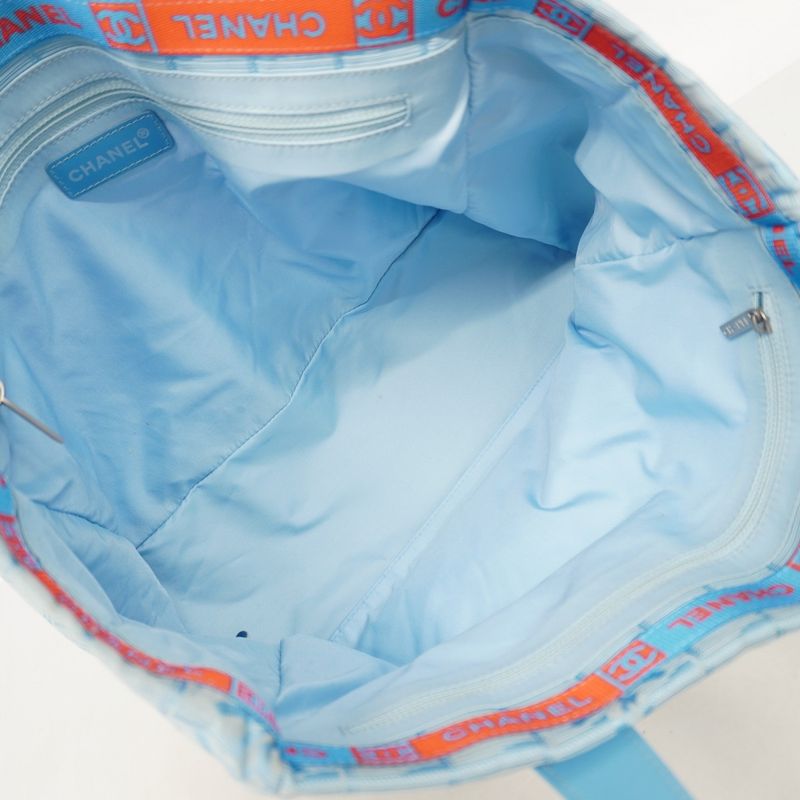 Chanel Tote New Travel Nylon Light Blue Silver Hardware Women's