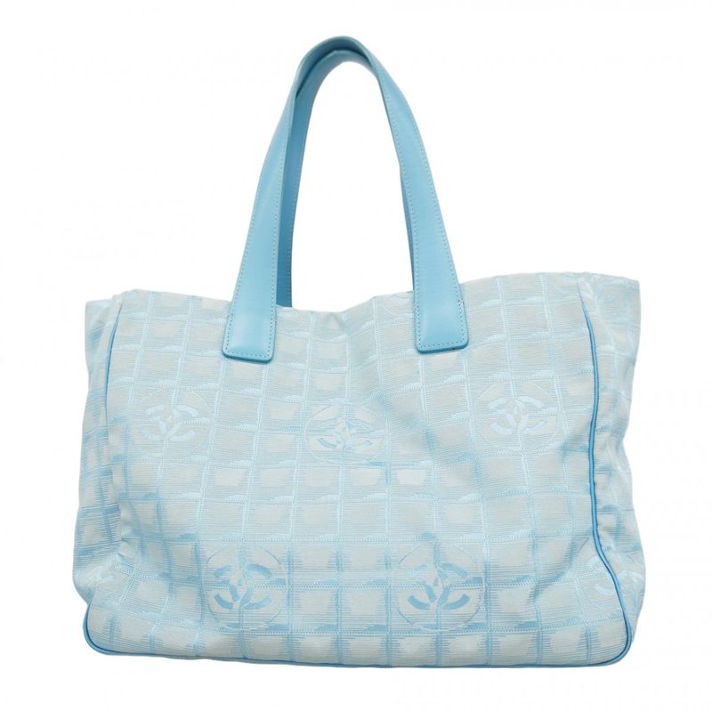 Chanel Tote New Travel Nylon Light Blue Silver Hardware Women's