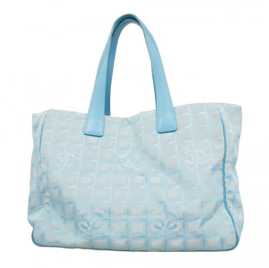 Chanel Tote New Travel Nylon Light Blue Silver Hardware Women's