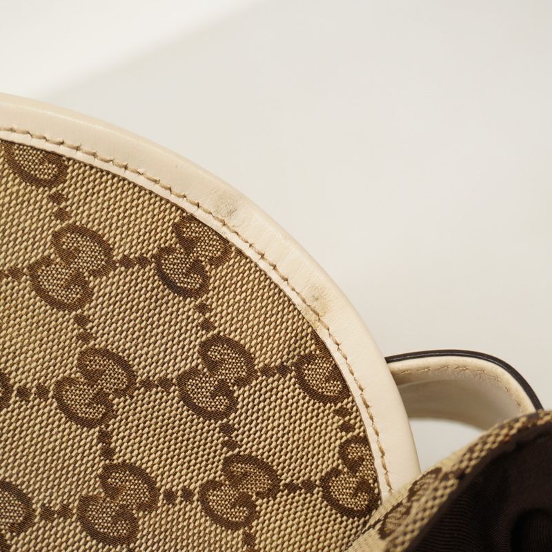 Gucci Waist Bag GG Canvas 145851 Canvas Beige Ivory Silver Hardware Women