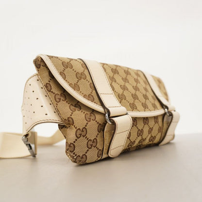 Gucci Waist Bag GG Canvas 145851 Canvas Beige Ivory Silver Hardware Women